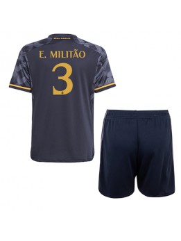 Otroški Nogometna dresi replika Real Madrid Eder Militao #3 Gostujoči 2023-24 Kratek rokav (+ hlače)